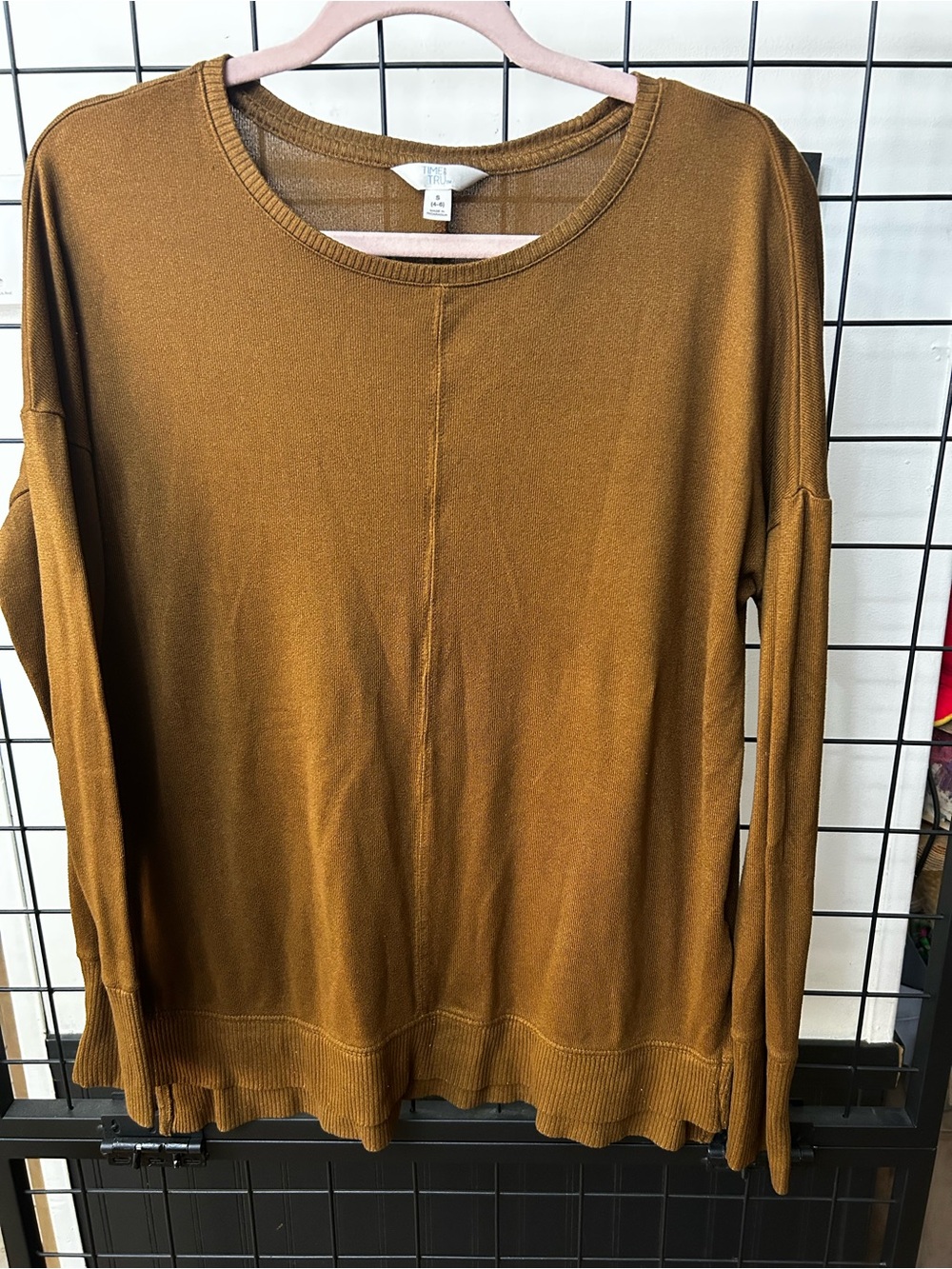 Time and Tru Mustard Brown Crew Neck Sweater